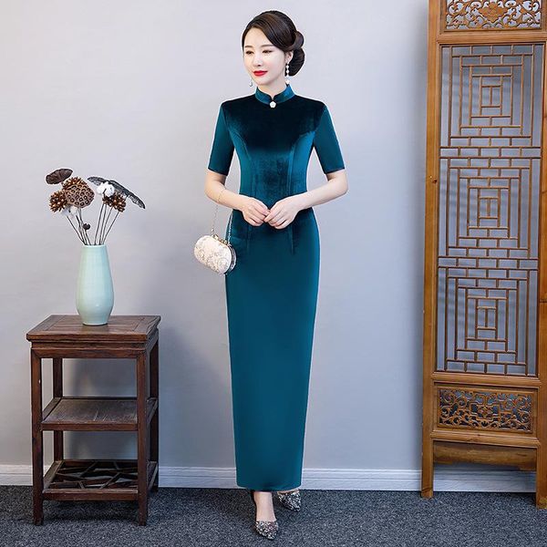 ethnic clothing vintage button formal party dresses lady qipao solid color high split cheongsam large size velour mandarin collar vesti, Red
ethnic clothing vintage button formal party dresses lady qipao solid color high split cheongsam large size velour mandarin collar vesti, Red