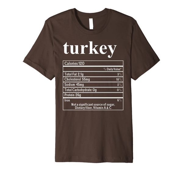 turkey nutrition costume funny thanksgiving premium t-shirt, White;black
turkey nutrition costume funny thanksgiving premium t-shirt, White;black