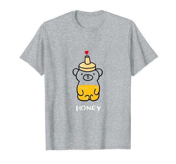 summer short sleeve tee graphic cute honey bear t-shirt, White;black 
summer short sleeve tee graphic cute honey bear t-shirt, White;black