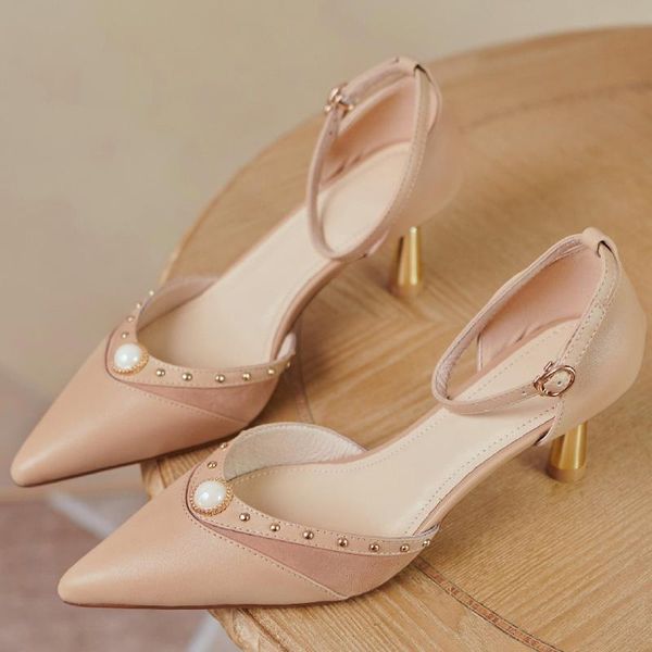 women's genuine leather patchwork thin high heel pointed toe ankle strap pumps rivet elegant ladies summer sandals bride shoes dress, Black
women's genuine leather patchwork thin high heel pointed toe ankle strap pumps rivet elegant ladies summer sandals bride shoes dress, Black