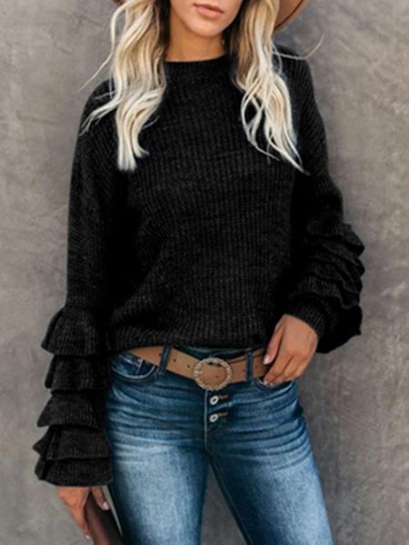 women's sweaters 2021 autumn winter fashion sweater knitwear puff sleeve casual solid color ladies pullover, White;black
women's sweaters 2021 autumn winter fashion sweater knitwear puff sleeve casual solid color ladies pullover, White;black