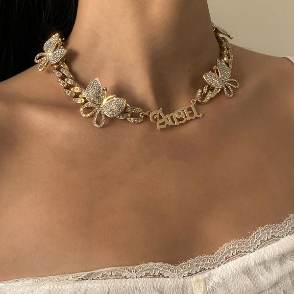 chains punk exaggerated choker necklace for women full rhinestone short clavicle butterfly letter thick chain, Silver
chains punk exaggerated choker necklace for women full rhinestone short clavicle butterfly letter thick chain, Silver