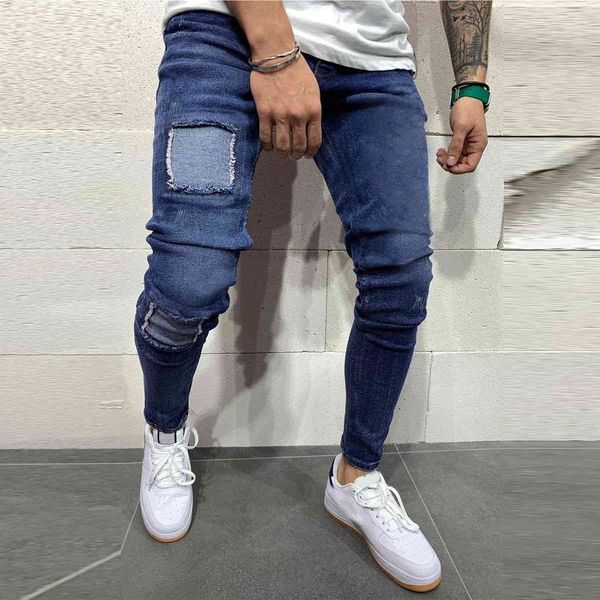fashion fashion men's slim personality patch wash casual jeans pants men, Blue
fashion fashion men's slim personality patch wash casual jeans pants men, Blue