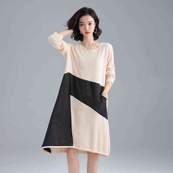 casual dresses early autumn lazy wind loose large round neck pullover knitted 2022 korean splicing contrast women's wear, Black;gray
casual dresses early autumn lazy wind loose large round neck pullover knitted 2022 korean splicing contrast women's wear, Black;gray