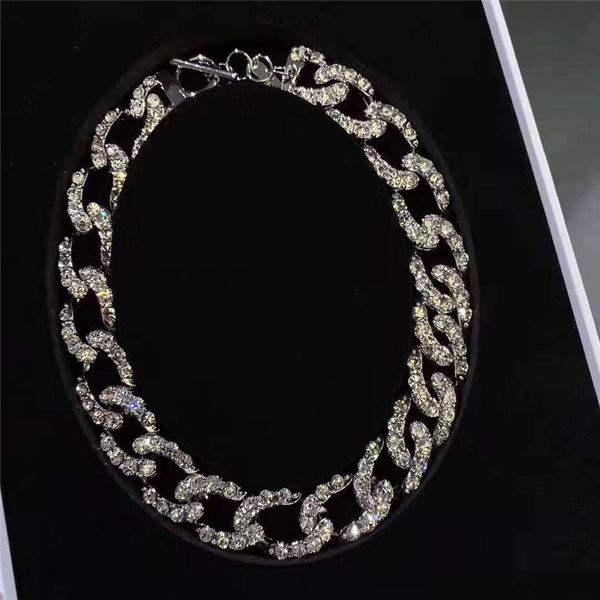 luxury diamond chain necklace thick necklace chain rhinestone necklace choker clavicle chain european american bright diamond choker, Silver 
luxury diamond chain necklace thick necklace chain rhinestone necklace choker clavicle chain european american bright diamond choker, Silver