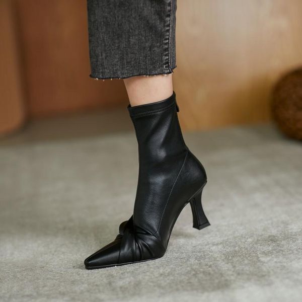 boots handmade women black elastic autumn pointed toe knot decor short sock botines beige high heels prom botas femininos sapato
boots handmade women black elastic autumn pointed toe knot decor short sock botines beige high heels prom botas femininos sapato