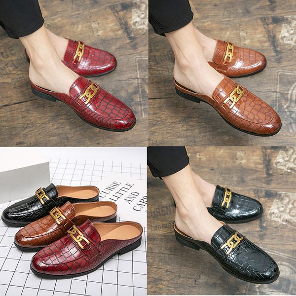 crocodile pattern leather half-wrapped flat soled slippers italian classic mens leisure wear mules sandals outside slip-on shoes large size, Black
crocodile pattern leather half-wrapped flat soled slippers italian classic mens leisure wear mules sandals outside slip-on shoes large size, Black