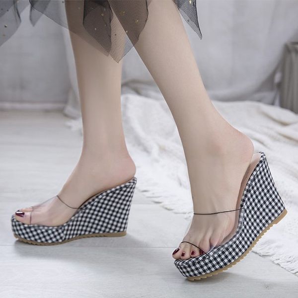 women slippers wedges ladies summer sandals transparent grid high heels new shoes female pumps fashion woman footwear, Black
women slippers wedges ladies summer sandals transparent grid high heels new shoes female pumps fashion woman footwear, Black