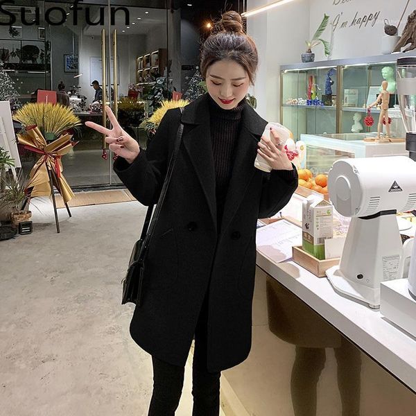 women's wool & blends office lady v-neck autumn and winter small tweed coat middle long 2021 fashion korean loose thin coats, Black
women's wool & blends office lady v-neck autumn and winter small tweed coat middle long 2021 fashion korean loose thin coats, Black