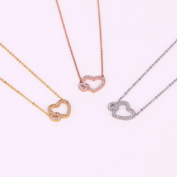 pendant necklaces stainless steel zircon double heart pendants necklace romantic crystal elegant love women wedding jewelry xmas gift, Silver
pendant necklaces stainless steel zircon double heart pendants necklace romantic crystal elegant love women wedding jewelry xmas gift, Silver