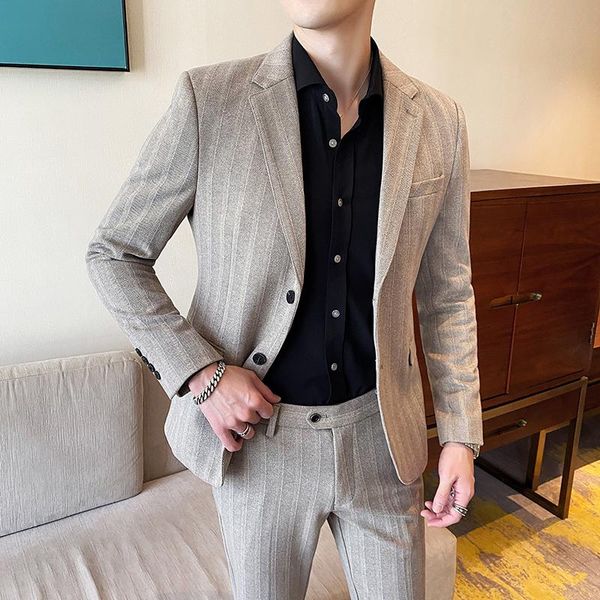 men's suits & blazers ( jacket + pants ) fashion mens stripe woolen cloth casual business suit high-end social formal 2 pcs set groom w, White;black
men's suits & blazers ( jacket + pants ) fashion mens stripe woolen cloth casual business suit high-end social formal 2 pcs set groom w, White;black