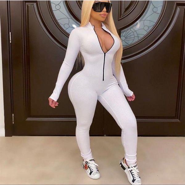 long sleeve zipper autumn streetwear women jumpsuits club bodycon overalls, Black;white
long sleeve zipper autumn streetwear women jumpsuits club bodycon overalls, Black;white