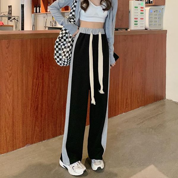 women's pants & capris high waist slim straight casual children's 2021 autumn drawstring color matching loose wide leg mops, Black;white
women's pants & capris high waist slim straight casual children's 2021 autumn drawstring color matching loose wide leg mops, Black;white