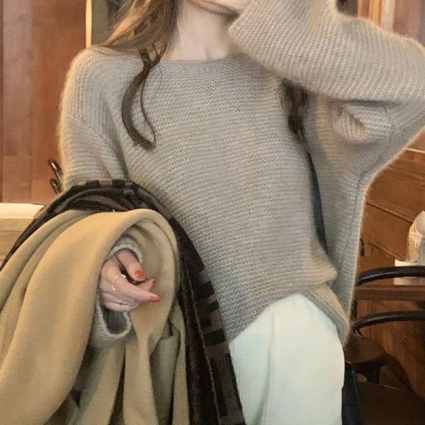 women's sweaters european autumn and winter cashmere sweater woman lazy one-neck pullover loose thick air top, White;black
women's sweaters european autumn and winter cashmere sweater woman lazy one-neck pullover loose thick air top, White;black