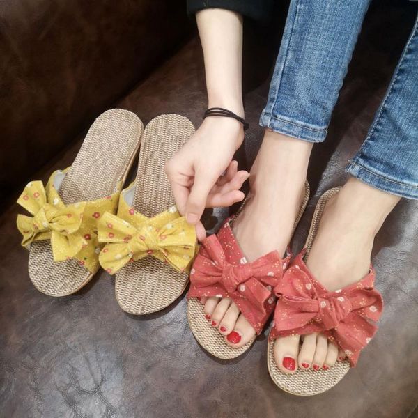 linen slippers women summer home indoor korean bow sweet non-slip floor sandals and, Black
linen slippers women summer home indoor korean bow sweet non-slip floor sandals and, Black
