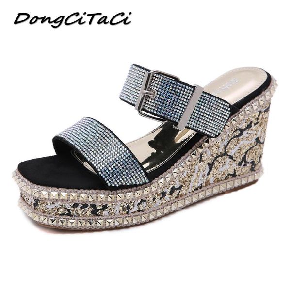 dongcitaci summer women platforms peep toe wedge gladiator sandals shoes woman rivets bling crystal muffin bottom buckle, Black
dongcitaci summer women platforms peep toe wedge gladiator sandals shoes woman rivets bling crystal muffin bottom buckle, Black