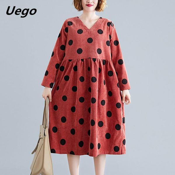 casual dresses uego corduroy thick autumn dress v-neck long sleeve women spring print dot vintage female midi, Black;gray
casual dresses uego corduroy thick autumn dress v-neck long sleeve women spring print dot vintage female midi, Black;gray