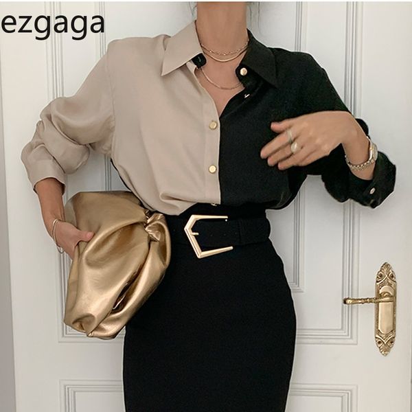 ezgaga elegant shirts women vintage long sleeve turn-down collar button loose all-match contrast blouse office lady korean 210430, White
ezgaga elegant shirts women vintage long sleeve turn-down collar button loose all-match contrast blouse office lady korean 210430, White