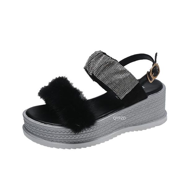 sandals women summer fashion platform folds rhinestone upper buckle outdoor open toes thick bottom slope heel casual woman shoes, Black
sandals women summer fashion platform folds rhinestone upper buckle outdoor open toes thick bottom slope heel casual woman shoes, Black