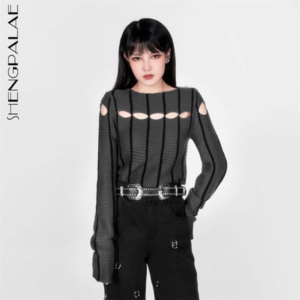 hollowed out sweater women's spring round neck striped gray long sleeve short knitted pullover 5a1355 210427, White;black
hollowed out sweater women's spring round neck striped gray long sleeve short knitted pullover 5a1355 210427, White;black