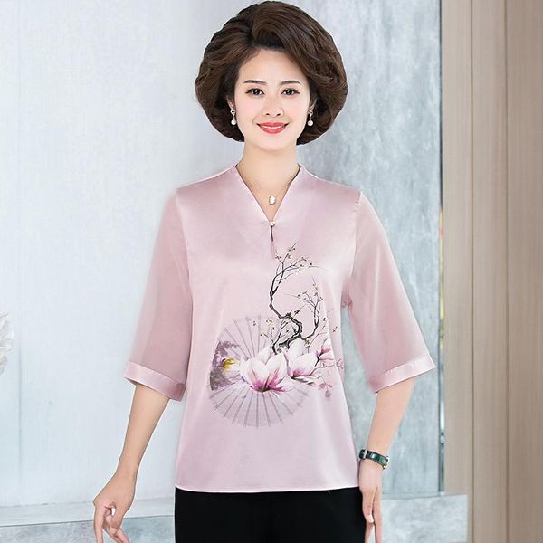 women's blouses & shirts women silk satin plus size half sleeve vintage print floral blouse ladies casual v-neck xl-4xl, White
women's blouses & shirts women silk satin plus size half sleeve vintage print floral blouse ladies casual v-neck xl-4xl, White