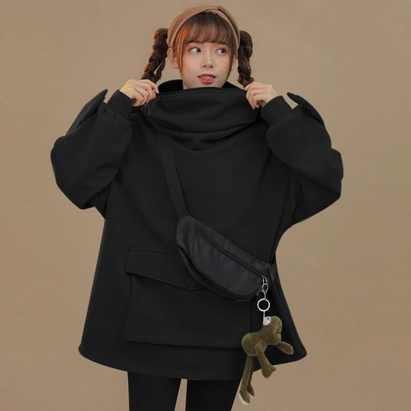 women's hoodies & sweatshirts fashion women solid color stitching three-dimensional pocket pullover casual female loose kawaiii #t2g, Black
women's hoodies & sweatshirts fashion women solid color stitching three-dimensional pocket pullover casual female loose kawaiii #t2g, Black