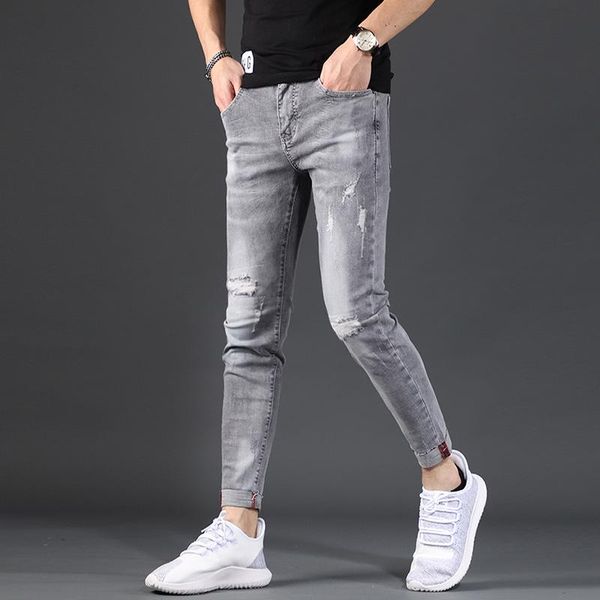 ripped denim jeans men's spring 2021 youth korean fashion slim patch elastic feet grey pencil pants, Blue
ripped denim jeans men's spring 2021 youth korean fashion slim patch elastic feet grey pencil pants, Blue