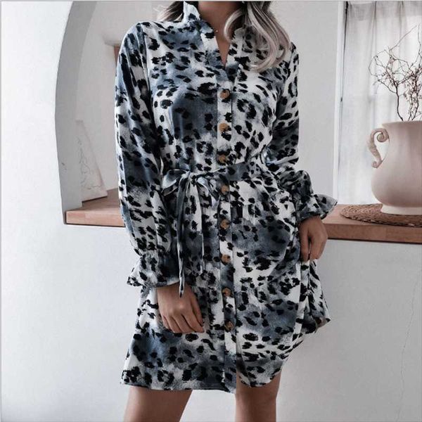 women's shirt dress leopard print flare sleeve casual sashes stand collar spring autumn fashion beach party vestidos dresses, Black;gray
women's shirt dress leopard print flare sleeve casual sashes stand collar spring autumn fashion beach party vestidos dresses, Black;gray