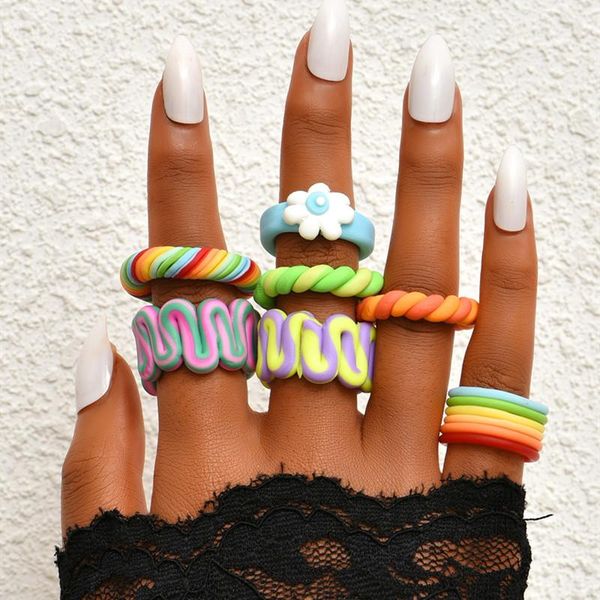 cluster rings sweet handmade candy color ceramic clay for women fashion geometric irregular party jewelry accessories, Golden;silver
cluster rings sweet handmade candy color ceramic clay for women fashion geometric irregular party jewelry accessories, Golden;silver
