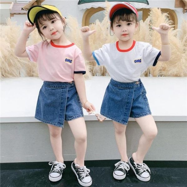 girls summer suit 2021 girl baby fashion short-sleeved t-shirt + denim shorts two-piece clothing sets, White
girls summer suit 2021 girl baby fashion short-sleeved t-shirt + denim shorts two-piece clothing sets, White