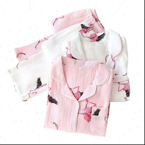 selling cartoon flamingo printed pajamas women sleepwear set comfort gauze cotton full sleeve cardigan pants femme homewear, Black;red
selling cartoon flamingo printed pajamas women sleepwear set comfort gauze cotton full sleeve cardigan pants femme homewear, Black;red