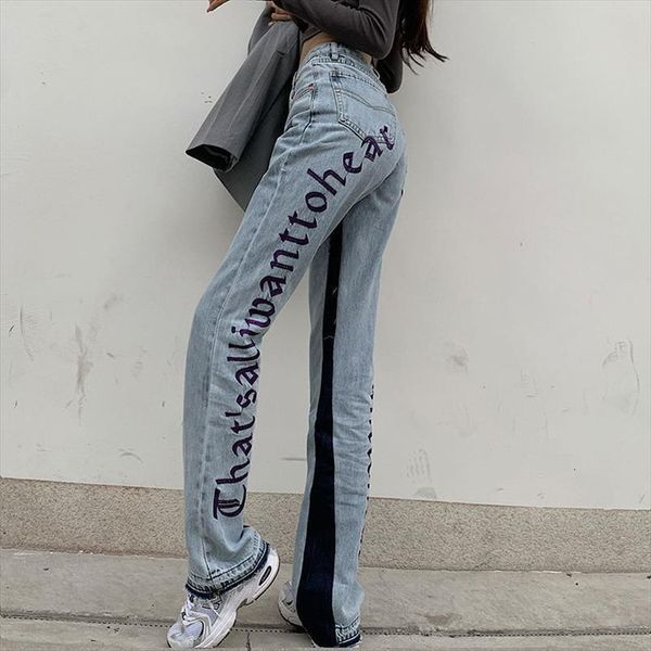 coyotes letter embroidery women jean wide leg pants high waist straight trousers spring harajuku korean loose all match, Blue
coyotes letter embroidery women jean wide leg pants high waist straight trousers spring harajuku korean loose all match, Blue