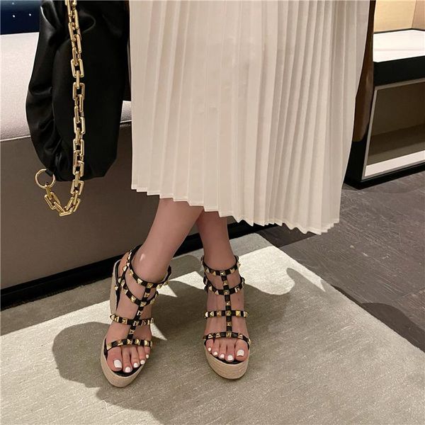 dress shoes platform women sandals open toe wedges woman ankle strap rivet design fashion party size 39, Black
dress shoes platform women sandals open toe wedges woman ankle strap rivet design fashion party size 39, Black