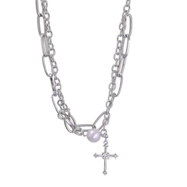 chains 2021 imitation pearl cross necklace women's statement double layer versatile trendy clavicle chain wholesale, Silver
chains 2021 imitation pearl cross necklace women's statement double layer versatile trendy clavicle chain wholesale, Silver