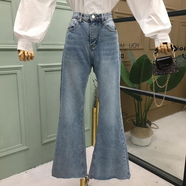women's jeans trumpet women 2021 high waist slim washed irregular bottom flared trousers korean wild long pants street casual, Blue
women's jeans trumpet women 2021 high waist slim washed irregular bottom flared trousers korean wild long pants street casual, Blue