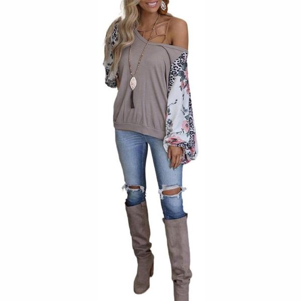 women's t-shirt women printing long sleeve round neck stitching casual loose pullover ladies clothing, White
women's t-shirt women printing long sleeve round neck stitching casual loose pullover ladies clothing, White