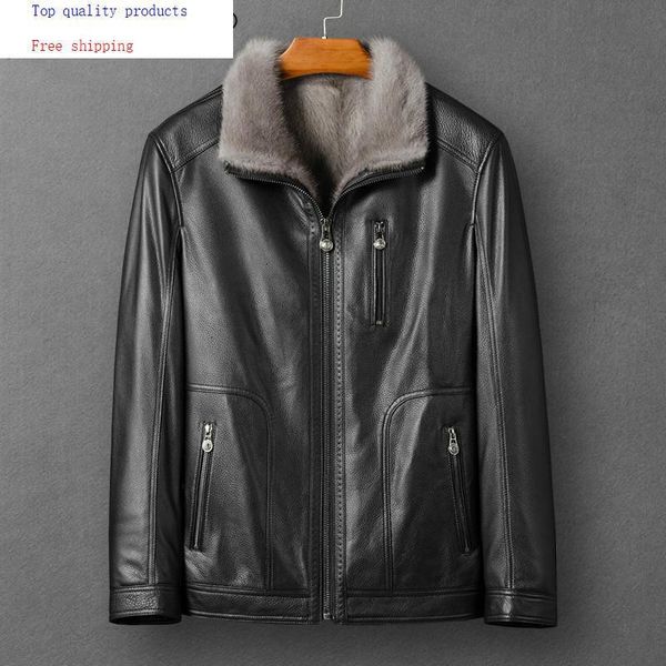 men's leather & faux genuine jacket men winter real cowhide coat natural liner luxury mens jackets km-99109 kj3454, Black
men's leather & faux genuine jacket men winter real cowhide coat natural liner luxury mens jackets km-99109 kj3454, Black