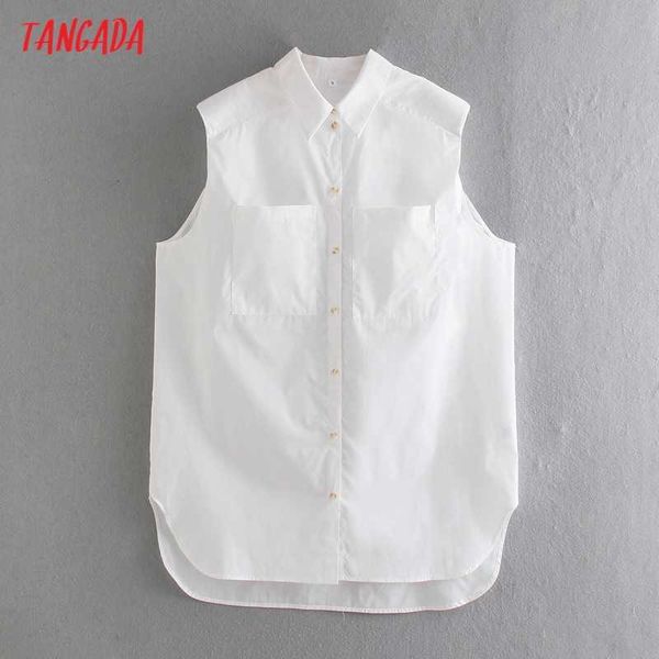 tangada summer women shoulder sponge white shirts sleeveless pocket turn down collar elegant ladies ce209 210609
tangada summer women shoulder sponge white shirts sleeveless pocket turn down collar elegant ladies ce209 210609