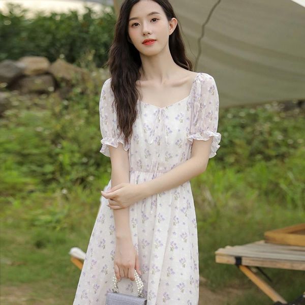 party dresses tea break french first love a-line skirt female summer style fairy square neck puff sleeve floral dress high waist, White;black
party dresses tea break french first love a-line skirt female summer style fairy square neck puff sleeve floral dress high waist, White;black