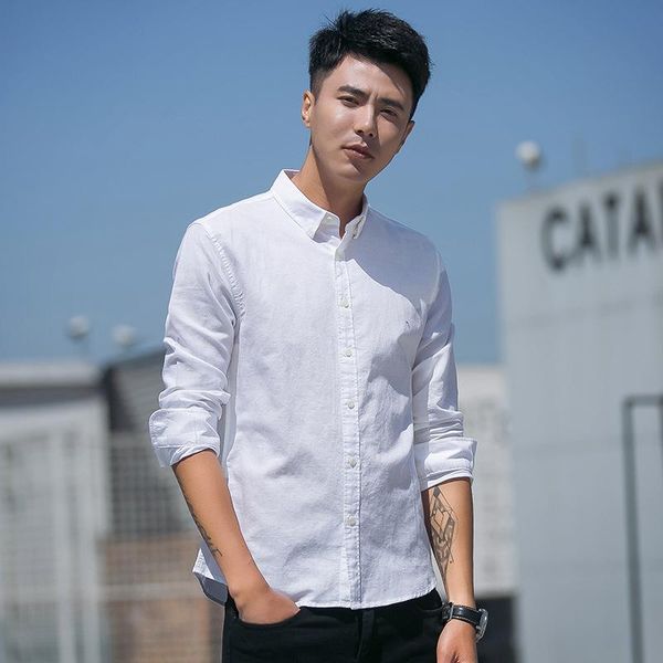 season men's cotton and linen shirt fashionable long sleeve slim solid color casual shirts, White;black
season men's cotton and linen shirt fashionable long sleeve slim solid color casual shirts, White;black
