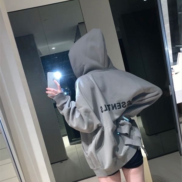 ess series classic collection men's and women's round neck hooded zipper silicone reflective letter plush casual sweater, Black
ess series classic collection men's and women's round neck hooded zipper silicone reflective letter plush casual sweater, Black