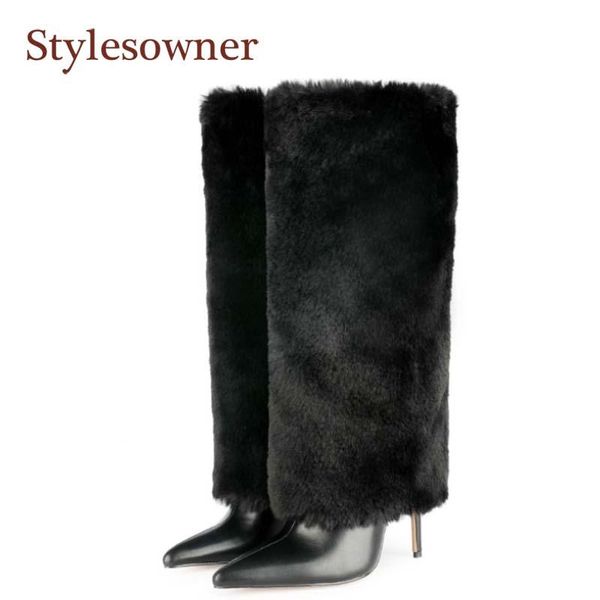 boots autumn and winter pointed toe solid color stiletto fashionable tube surface fur one sleeve furry fashion, Black
boots autumn and winter pointed toe solid color stiletto fashionable tube surface fur one sleeve furry fashion, Black