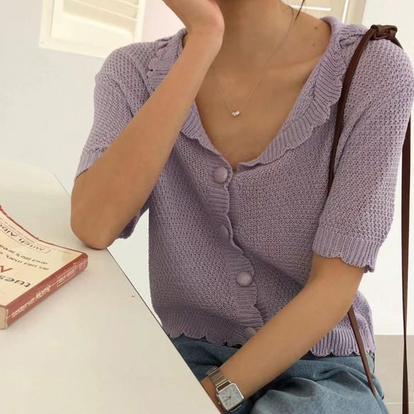 women's knits & tees cardigan for women 2021 french elegant womens thin knitted femme coat summer knitwear short sleeves vintage, White
women's knits & tees cardigan for women 2021 french elegant womens thin knitted femme coat summer knitwear short sleeves vintage, White