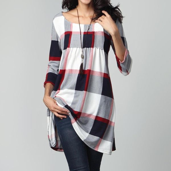 womens shirt autumn women long blouse floral plaid printed shirts tunic casual ruffles o neck three quarter sleeve pullover, White
womens shirt autumn women long blouse floral plaid printed shirts tunic casual ruffles o neck three quarter sleeve pullover, White