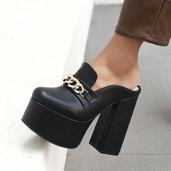 dress shoes brand slingbacks high heels women sandals thick platform female slippers leather party ladies chain beach, Black
dress shoes brand slingbacks high heels women sandals thick platform female slippers leather party ladies chain beach, Black