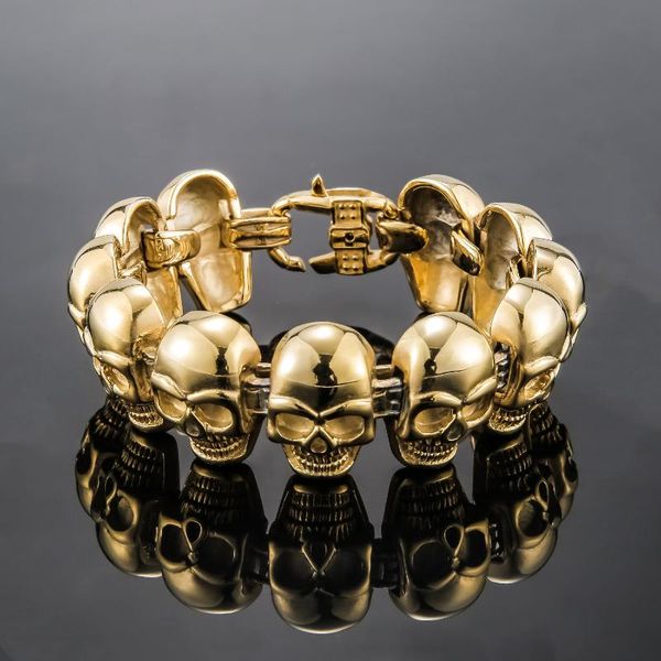 beaded, strands stainless steel skull bracelet mens titanium punk gothic link chain biker multi color 22cm skeleton hand bangle, Black
beaded, strands stainless steel skull bracelet mens titanium punk gothic link chain biker multi color 22cm skeleton hand bangle, Black