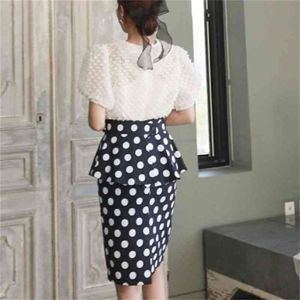 two piece dress new fashion summer set women chiffon puff sleeve shirt +high waist print dot ruffles skirt y45a, White
two piece dress new fashion summer set women chiffon puff sleeve shirt +high waist print dot ruffles skirt y45a, White