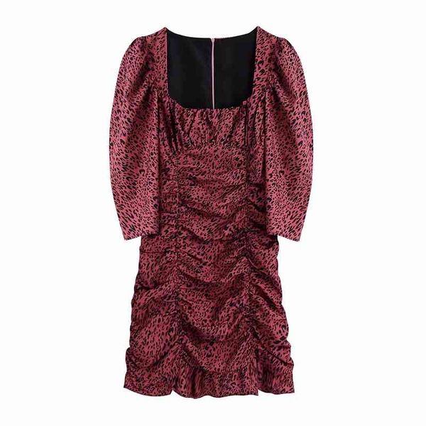 elegant women pink leopard dresses fashion ladies square collar vintage female draped mini girls chic 210427, Black;gray
elegant women pink leopard dresses fashion ladies square collar vintage female draped mini girls chic 210427, Black;gray
