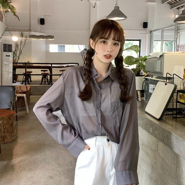 women's blouses & shirts women and candy-colored sunscreen solid 2021 streetwear mid-length pockets shirt, White
women's blouses & shirts women and candy-colored sunscreen solid 2021 streetwear mid-length pockets shirt, White