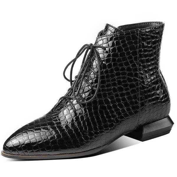 dress shoes spring 2021 low heel pointed embossed boots lace up large size 40-50 women's, Black
dress shoes spring 2021 low heel pointed embossed boots lace up large size 40-50 women's, Black